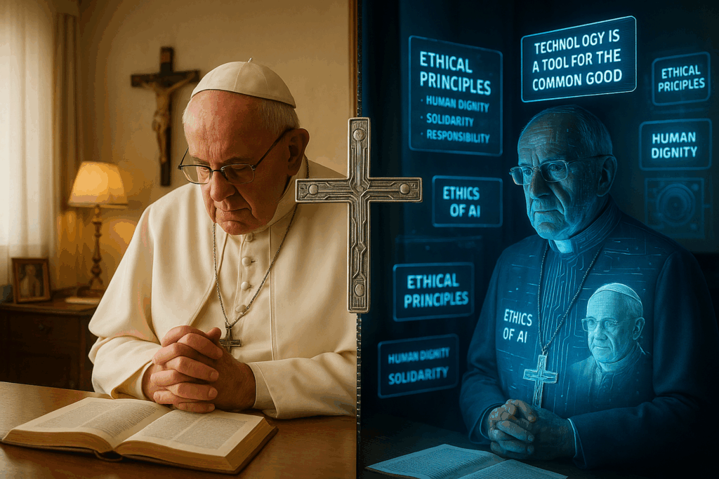 Papa Francisco morre aos 88 anos no Vaticano Falecimento do Papa Francisco é anunciado pelo Vaticano Primeiro papa latino-americano morre após problemas de saúde Papa Francisco e seu alerta sobre os perigos da inteligência artificial A morte do pontífice argentino Jorge Mario Bergoglio Legado do Papa Francisco na Igreja Católica Como o Papa Francisco revolucionou o Vaticano Papa Francisco e a foto viral criada por IA Pontífice que alertou sobre riscos da tecnologia falece Papa Francisco: do casaco branco fake à crítica sobre IA O que o Papa Francisco falou sobre inteligência artificial Último papa jesuíta da história deixa legado Papa Francisco e sua relação com o Brasil A internação do Papa Francisco no Hospital Gemelli Problemas respiratórios que levaram à morte do Papa Francisco Como será o funeral do Papa Francisco Onde o Papa Francisco será enterrado Simplificação dos rituais fúnebres pedida pelo Papa Francisco Papa Francisco e suas reformas progressistas na Igreja O que muda na Igreja com a morte do Papa Francisco Papa Francisco e a autorização de bênção a casais homossexuais Como o Papa Francisco via pessoas transexuais na Igreja Reações à morte do Papa Francisco no Brasil Papa Francisco e sua primeira viagem internacional ao Brasil O Papa que modernizou a Igreja Católica morre aos 88 Documento de Aparecida e a influência do Papa Francisco Como o pontificado de Francisco transformou o catolicismo Papa Francisco: uma voz dos pobres na Igreja Saúde debilitada do Papa Francisco nos últimos meses Pneumonia que complicou a saúde do Papa Francisco Papa Francisco e sua luta contra a burocracia no Vaticano Como o Papa Francisco reformou a Cúria Romana O estilo simples que marcou o papado de Francisco Papa Francisco e a defesa do meio ambiente Frases marcantes do Papa Francisco sobre tecnologia A visão do Papa Francisco sobre criptomoedas Papa Francisco e seus alertas sobre economia digital Imagem viral do Papa Francisco com casaco branco Como o Papa Francisco foi vítima de deepfake Posições progressistas que marcaram o papado de Francisco O legado tecnológico do Papa Francisco Papa Francisco e sua crítica ao capitalismo Como era a rotina do Papa Francisco no Vaticano Relação do Papa Francisco com outros líderes religiosos Ecumenismo promovido pelo Papa Francisco Papa Francisco e seu papel durante a pandemia A imagem do Papa Francisco rezando sozinho na Praça São Pedro Discursos do Papa Francisco sobre fraternidade universal Encíclica Fratelli Tutti do Papa Francisco O que o Papa Francisco falou sobre mudanças climáticas Papa Francisco e sua defesa dos refugiados Visitas internacionais mais importantes do Papa Francisco Jornada Mundial da Juventude com o Papa Francisco no Brasil Como o Papa Francisco lidou com escândalos na Igreja Reformas financeiras promovidas pelo Papa Francisco O combate à corrupção no Vaticano pelo Papa Francisco Papa Francisco e sua preferência pela simplicidade Por que o Papa Francisco não morou no Palácio Apostólico Os novos cardeais nomeados pelo Papa Francisco Legado do Papa Francisco para a América Latina O que brasileiros dizem sobre o Papa Francisco Repercussão da morte do Papa Francisco nas redes sociais Homenagens ao Papa Francisco após seu falecimento Como foi o último aparecimento público do Papa Francisco Mensagens finais do Papa Francisco aos fiéis Problemas de saúde recorrentes do Papa Francisco Papa Francisco e sua cadeira de rodas nos últimos anos Como o Papa Francisco enfrentou a resistência conservadora Quem pode ser o sucessor do Papa Francisco O conclave após a morte do Papa Francisco Camerlengo que anunciou a morte do Papa Francisco Os rituais após a morte de um papa O que acontece com os pertences do Papa Francisco O anel do pescador do Papa Francisco Como funciona o período de sede vacante no Vaticano O legado social deixado pelo Papa Francisco As controvérsias durante o papado de Francisco Papa Francisco e sua visão sobre a família O que o Papa Francisco falou sobre aborto Papa Francisco e a defesa da paz mundial Posicionamento do Papa Francisco sobre conflitos atuais Mensagens de líderes mundiais sobre a morte do Papa Francisco Como a mídia internacional noticiou a morte do Papa Francisco Papa Francisco e seu uso das redes sociais A comunicação inovadora do Papa Francisco Estratégias de comunicação do Vaticano sob Francisco O que mudou na Igreja Católica com o Papa Francisco Cardeais nomeados pelo Papa Francisco A influência do Papa Francisco na escolha do próximo pontífice Como o Papa Francisco revolucionou a diplomacia vaticana Papa Francisco e sua postura diante de governos autoritários O legado intelectual do Papa Francisco Livros e documentos importantes do Papa Francisco O que o Papa Francisco pensava sobre o futuro da Igreja Audiências gerais mais memoráveis do Papa Francisco