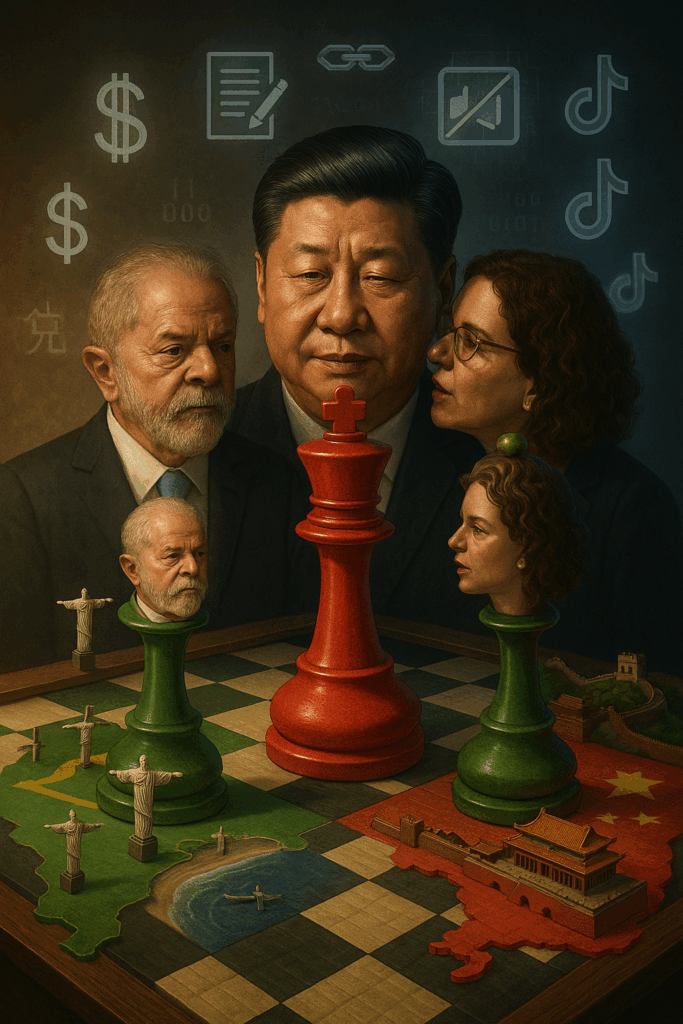 36 anos massacre Tiananmen Praça da Paz Celestial Xi Jinping ditadura China autoritarismo 2025 Janja defende modelo chinês censura prisão Grande Muralha Digital censura internet China Homem do tanque símbolo resistência democracia massacre 4 de junho 1989 estudantes mortos nunca esqueceremos Tiananmen repressão militar ditadura pessoal Xi Jinping poder absoluto censura digital China modelo mais rigoroso mundo Janja tem prisão se não seguir regra Partido Comunista Chinês controle total população sistema crédito social vigilância China Grande Firewall China bloqueio internet WeChat Weibo Baidu substitutos chineses controlados Lula Xi Jinping parceria ideológica perigosa Brasil China relações comerciais R$ 27 bilhões primeira-dama elogia repressão chinesa Brasil modelo autoritário Xi Jinping exportação global censura preventiva China algoritmos inteligência artificial VPN bloqueadas China punição prisão Google Facebook bloqueados China permanentemente manifestantes pró-democracia mortos tanques memorial Tiananmen proibido Hong Kong crédito social China pontuação cidadãos presos por posts redes sociais China família punida crimes digitais parentes religião autorizada Estado China controle massacre estudantes Pequim governo comunista tanks man foto icônica resistência presidência vitalícia Xi Jinping 2018 purgas militares serviços segurança China mais de 1 milhão expulsos partido cult personalidade Xi Jinping novo Mao eliminação oposição interna China controle regional Xi Jinping Cantão poder centralizado versus colegial China campanha anticorrupção pretexto eliminação rivais sistema vigilância facial China reconhecimento facial cidadãos chineses data mining comportamento digital China censura algorítmica tempo real China moderação conteúdo automática China bloqueio sites estrangeiros China plataformas nacionais supervisionadas Estado entrega dados usuários governo China monitoramento conversas privadas WeChat sistema denúncia digital China prisão comentários críticos governo campos reeducação dissidentes China desaparecimento ativistas direitos humanos Hong Kong lei segurança nacional fim liberdades básicas Hong Kong exportação autoritarismo digital global Uganda Tanzânia consultam China segurança equipamentos vigilância chineses países conferências internet China 36 países Brasil importação modelo chinês perigoso Lula admira ditaduras históricas quarta visita Lula China 2025 acordos cooperação Brasil China maio investimentos chineses Brasil US$ 73 bilhões comércio bilateral Brasil China recorde China maior parceiro comercial Brasil dependência econômica Brasil China crescente alinhamento geopolítico Brasil China confronto ordem internacional americana defesa posições chinesas Taiwan Ucrânia ruptura diplomacia equilibrada Brasil Janja quebra protocolo diplomático Beijing constrangimento comitiva brasileira China questionamento algoritmos TikTok Xi Jinping pedido consultoria Xi regulação redes oferecimento censura chinesa Brasil Janja por que difícil falar aqui não questão liberdade expressão Janja prisão quem não seguir regra modelo regulação inclui censura prisão crianças 11 anos horário específico China proibição redes sociais menores China elogio sistema vigilância chinês Janja solução problemas redes Brasil China admiração modelo repressão Janja pedrada fiscalização gastos Janja equipe informal 12 pessoas Janja viagens internacionais custos Janja defesa censura prévia Brasil silenciamento vozes oposição Brasil ambiente autocensura medo punições Alexandre Moraes bloqueios plataformas multa R$ 50 mil uso VPN Brasil Telegram X Rumble censurados Brasil Marco Civil Internet versus modelo chinês neutralidade rede versus controle estatal STF julgamento regulação redes sociais artigo 19 Marco Civil discussão responsabilidade plataformas conteúdo Brasil projeto lei fake news tramitação big techs Meta Google regulação liberdade expressão direito fundamental democracia versus autoritarismo digital proteção dados versus vigilância estatal criptomoedas proibidas China Brasil risco exchanges fechamento compulsório China yuan digital DCEP controle Estado transações monitoradas Banco Central China real digital substituição criptomoedas confisco fundos usuários China prisão executivos crimes digitais CEO exchange brasileiro alerta vermelho setor crypto ameaçado modelo chinês vigilância financeira total China liberdade nunca está garantida defesa ativa contra autoritarismo Tiananmen lição democrática Brasil memória massacre inspiração resistência coragem individual versus tanques poder