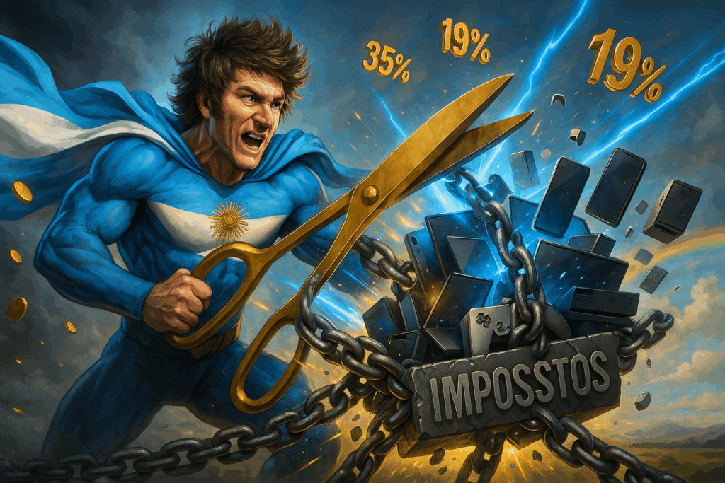 Javier Milei anuncia eliminação total de impostos sobre eletrônicos na Argentina em 2026 Argentina vai zerar imposto de importação de celulares em janeiro de 2026 Presidente argentino reduz tarifas de importação de iPhone e Samsung para atrair consumidores Milei corta impostos sobre videogames e consoles na Argentina em medida histórica Argentina se torna mais competitiva que Brasil em preços de eletrônicos importados iPhone 16 Pro Max custará R$ 11 mil na Argentina contra R$ 12 mil no Brasil Governo Milei elimina barreira protecionista e promete preços 30% menores em eletrônicos Argentina adota política de zero imposto para tecnologia enquanto Brasil mantém 60% Turismo de compras para Argentina aumenta com redução de impostos sobre eletrônicos Milei cumpre promessa de campanha e reduz carga tributária argentina em dois pontos do PIB Política econômica de Milei contrasta com protecionismo brasileiro em eletrônicos Argentina elimina impostos internos sobre celulares televisores e ar condicionado importados Consumidor argentino poderá comprar tecnologia pelos mesmos preços dos Estados Unidos Milei anuncia segunda fase de redução de impostos para janeiro de 2026 Argentina se posiciona como hub tecnológico competitivo na América do Sul Presidente libertário prova que redução de impostos estimula competitividade econômica Brasil perde competitividade para Argentina em preços de smartphones importados Milei elimina distorções do mercado argentino criadas pelos governos Kirchner Política fiscal de Milei atrai investimento estrangeiro no setor de tecnologia Argentina oferece oportunidade de arbitragem cambial para brasileiros Fintech brasileira analisa impacto da política econômica argentina no mercado regional Peso argentino valorizado beneficia turismo de compras para eletrônicos Milei demonstra que abertura econômica reduz preços para consumidor final Argentina abandona protecionismo e adota modelo econômico liberal em tecnologia Governo argentino facilita importação de produtos tecnológicos essenciais Milei supera expectativas com reforma tributária estrutural em primeiro ano Argentina pode se tornar destino preferido para compra de eletrônicos na América Latina Política de Milei gera pressão sobre governo brasileiro para reduzir impostos iPhone na Argentina ficará mais barato que no Brasil após eliminação de tarifas Setor de criptomoedas monitora abertura econômica argentina para novos investimentos Milei elimina 19 tributos argentinos em política de desburocratização fiscal Argentina implementa cronograma gradual para eliminação de impostos sobre tecnologia Consumidor brasileiro pode economizar comprando eletrônicos na Argentina Milei prova que vontade política pode transformar economia nacional rapidamente Argentina se alinha com mercados internacionais em política de importação Empresas de tecnologia reavaliam estratégia para mercado argentino após medidas de Milei Porto Iguaçu e Paso de los Libres podem virar centros de compras para brasileiros Milei quebra paradigma protecionista e moderniza economia argentina Argentina oferece preços competitivos em eletrônicos importados para toda região Política tributária de Milei atrai atenção de investidores internacionais Market maker brasileiro analisa oportunidades no mercado argentino liberalizado Milei demonstra liderança disruptiva ao eliminar barreiras comerciais artificiais Argentina pode superar Brasil como destino para investimento em tecnologia Impostos zero na Argentina criam nova dinâmica comercial na fronteira Milei cumpre agenda liberal com eliminação progressiva de tarifas de importação Argentina se torna laboratório de políticas econômicas liberais na América Latina Setor financeiro argentino se beneficia com maior competitividade tecnológica Milei elimina incentivos artificiais da Terra do Fogo em prol da livre concorrência Brasil precisa repensar política de impostos sobre tecnologia após medidas argentinas Consumidor argentino terá acesso a maior variedade de produtos tecnológicos importados Milei prioriza redução de custos para consumidor sobre proteção de indústria nacional Argentina atrai empresas de tecnologia com ambiente tributário mais favorável Política econômica de Milei gera oportunidades para fintechs e criptomoedas Impostos reduzidos na Argentina podem estimular mercado negro no Brasil Milei transforma Argentina em país mais atrativo para investimento tecnológico Argentina elimina barreiras que prejudicavam acesso à tecnologia de ponta Presidente argentino prova que Estado deve facilitar e não atrapalhar economia Milei reduz distorções de mercado criadas por décadas de protecionismo Argentina pode se tornar hub de distribuição de eletrônicos para América do Sul Política tributária argentina gera pressão competitiva sobre indústria brasileira Milei elimina impostos que tornavam Argentina um dos países mais caros em tecnologia Abertura econômica argentina atrai atenção de investidores em ativos digitais Argentina oferece lições de reforma estrutural para outros países latino-americanos Milei demonstra que redução de impostos não compromete arrecadação fiscal Brasil mantém protecionismo enquanto Argentina abraça livre mercado em tecnologia Consumidor de fronteira pode aproveitar diferença de preços entre países Milei implementa reforma tributária mais ambiciosa da história argentina recente Argentina se posiciona estrategicamente no mercado global de tecnologia Política de Milei pode influenciar outros presidentes a reduzirem impostos Argentina elimina incentivos distorcivos e promove competição justa no mercado Milei prova que coragem política pode gerar transformação econômica real Brasil perde vantagem competitiva para Argentina em atração de investimentos Argentina se torna destino preferencial para empresas de tecnologia internacional Milei quebra ciclo de dependência da indústria argentina de subsídios estatais Política tributária argentina demonstra benefícios da desregulamentação econômica Argentina pode liderar transformação digital na América Latina Milei elimina barreiras que impediam argentinos de acessar tecnologia moderna Brasil enfrenta pressão para modernizar política de impostos sobre importação Argentina adota modelo econômico que prioriza consumidor sobre lobby industrial Milei transforma Argentina em caso de sucesso de liberalização econômica Política argentina cria oportunidades para empresas brasileiras de câmbio Argentina elimina distorções que beneficiavam poucos em detrimento de muitos Milei demonstra que reforma estrutural é possível com liderança adequada Brasil pode perder investimentos para Argentina devido a política tributária Argentina se torna referência em eliminação de barreiras comerciais Milei prova que redução de impostos estimula crescimento econômico sustentável Política argentina atrai atenção de analistas econômicos internacionais Argentina pode superar expectativas de crescimento com abertura econômica Milei elimina legado protecionista de governos anteriores em tempo recorde Brasil enfrenta desafio de competir com Argentina em atração de tecnologia Argentina demonstra que mudança estrutural pode acontecer rapidamente Milei transforma Argentina em destino atrativo para startups tecnológicas Política tributária argentina beneficia consumidor e estimula competição Argentina pode se tornar porta de entrada para tecnologia na América do Sul Milei prova que eliminação de impostos gera benefícios para toda sociedade Brasil precisa avaliar impacto competitivo das medidas econômicas argentinas Argentina adota política fiscal que prioriza eficiência sobre protecionismo Milei demonstra que governo deve servir cidadão e não grupos de interesse Política argentina cria nova dinâmica competitiva no mercado regional Argentina pode liderar ranking de países mais atrativos para investimento Milei elimina obstáculos que impediam Argentina de competir globalmente Brasil mantém modelo tributário antiquado enquanto Argentina se moderniza Argentina se posiciona como alternativa viável para empresas internacionais Milei prova que reformas estruturais geram resultados positivos imediatos Política argentina pode influenciar mudanças tributárias em toda região Argentina demonstra que abertura econômica beneficia todos os setores Milei transforma Argentina em exemplo de gestão econômica eficiente Brasil enfrenta pressão crescente para reformar sistema tributário Argentina elimina barreiras e se torna mais integrada à economia global Milei prova que liderança política pode superar resistências corporativas Política argentina gera expectativas positivas sobre futuro econômico Argentina pode se tornar hub financeiro regional com reformas de Milei Brasil perde protagonismo econômico para Argentina em políticas inovadoras