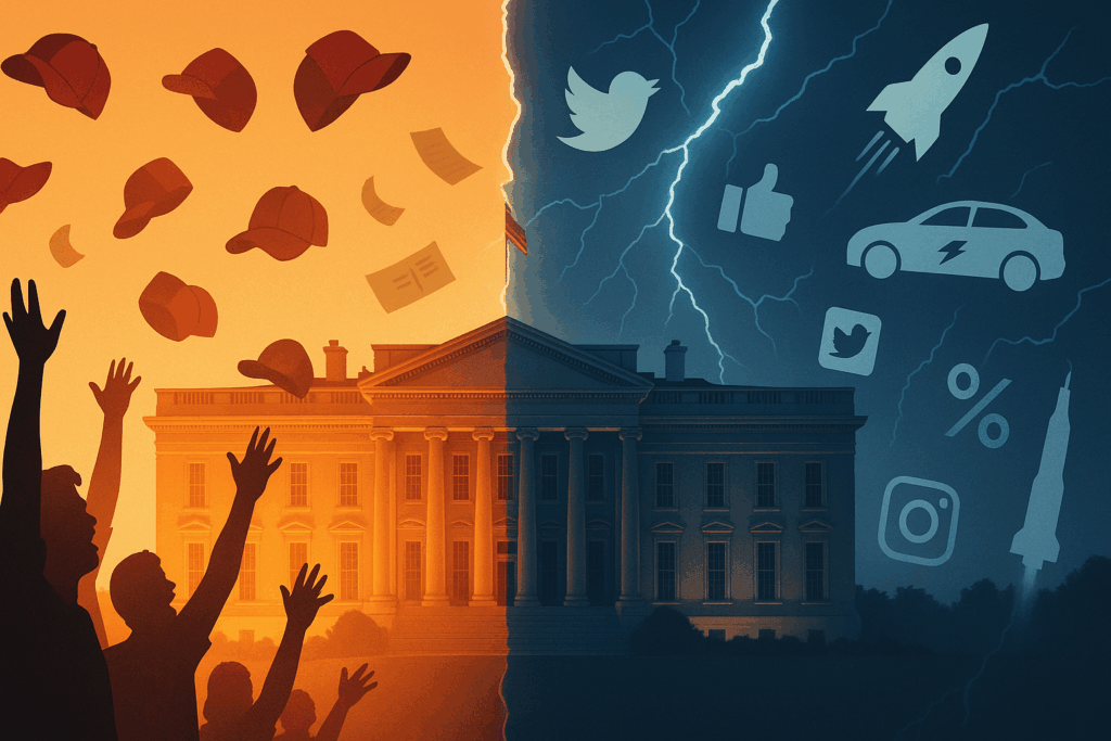 Congresso americano aprova pacote fiscal de Trump de 4,5 trilhões de dólares One Big Beautiful Bill foi aprovado por 218 votos contra 214 na Câmara Pacote estende cortes de impostos do primeiro mandato de Trump até 2035 Eliminação de impostos sobre gorjetas para trabalhadores americanos Fim da tributação sobre horas extras em todo território americano Cortes significativos no programa Medicaid afetando 12 milhões de pessoas Aumento dos gastos com defesa militar e controle de fronteiras Eliminação dos incentivos fiscais para energia renovável e carros elétricos Dívida americana pode crescer 3,3 trilhões de dólares na próxima década Trump assina lei no Dia da Independência americana como prometido Projeto de quase 900 páginas aprovado após intensas negociações Senado aprovou medida por margem mínima com voto de desempate de JD Vance Democratas criticam transferência de riqueza dos pobres para os ricos Famílias de baixa renda perdem em média 1600 dólares com os cortes Famílias ricas ganham em média 12 mil dólares com benefícios fiscais Fim de programas sociais para financiar cortes de impostos empresariais Elon Musk critica pacote como abominação nojenta e repugnante Bilionário rompe publicamente com Trump após saída do governo Musk acusa Trump de estar nos arquivos de Jeffrey Epstein Tesla perde 152 bilhões de dólares em valor de mercado durante briga Elon Musk ameaça descomissionar programa Dragon da SpaceX Bilionário questiona criação de novo partido político americano Trump ameaça deportar Elon Musk dos Estados Unidos Presidente considera cancelar contratos governamentais com empresas de Musk DOGE pode investigar subsídios recebidos pelas empresas do bilionário Musk gastou 250 milhões de dólares para eleger Trump em 2024 Relacionamento entre Trump e Musk azeda após apenas cinco meses Bromance histórico termina em guerra pública nas redes sociais Musk apoia impeachment de Trump e sucessão por JD Vance Bilionário se arrepende de algumas postagens contra Trump Steve Bannon defende investigação de processo de imigração de Musk SpaceX é única empresa capaz de transportar carga da Estação Espacial Governo americano dependente da tecnologia espacial de Musk Tesla enfrenta boicote nos Estados Unidos e Europa Vendas da Tesla caem 49% na Europa nos primeiros meses do ano Ações da Tesla despencam 14% durante briga pública com Trump Patrimônio líquido de Musk perde 34 bilhões de dólares em um dia Musk considera voltar foco para suas empresas privadas Departamento de Eficiência Governamental encerra atividades sem Musk DOGE economizou 175 bilhões de dólares em gastos federais Meta original de cortar 1 trilhão de dólares não foi atingida Musk demitiu milhares de funcionários públicos federais Cortes em assistência internacional ameaçam milhões de vidas Fim da USAID coloca em risco programas humanitários globais Republicanos ficam divididos sobre conflito Trump versus Musk Democratas observam briga com diversão e pipoca nas mãos Mercado financeiro reage negativamente à instabilidade política Dólar pode se fortalecer com redução de gastos públicos americanos Bitcoin pode perder valor se inflação do dólar for controlada Criptomoedas sofrem com aversão ao risco durante crise política Trump acelera regulamentação favorável às criptomoedas americanas Presidente quer tornar EUA capital mundial dos ativos digitais David Sacks nomeado czar de inteligência artificial e criptomoedas Stablecoins podem ganhar marco regulatório específico nos EUA Reserva nacional de Bitcoin pode ser criada pelo governo Trump Governo americano possui 20 bilhões de dólares em Bitcoin confiscados Trumpcoin atinge 10 bilhões de dólares em valor de mercado Melania Trump lança própria criptomoeda valorizada em 800% XRP dispara 15% com expectativas de regulação favorável Solana sobe 7,5% antes da posse presidencial de Trump USDC pode integrar reservas estratégicas americanas de criptomoedas Baile Cripto marca início das comemorações da posse presidencial Ingressos custam entre 2,5 mil e 1 milhão de dólares Setor de criptomoedas espera ordens executivas favoráveis SEC e CFTC devem colaborar em nova estrutura regulatória Fim de processos judiciais contra exchanges de criptomoedas Binance e Ripple podem se beneficiar de nova política governamental Mining de Bitcoin pode ser incentivado em território americano CBDC rejeitada explicitamente pelo governo Trump PayPal cofundador assume cargo estratégico no governo Blockchain Association otimista com nova liderança governamental Clareza regulatória pode atrair investimentos institucionais massivos BlackRock já lançou ETFs de Bitcoin e Ethereum no mercado BNY trabalha para expandir custódia de ativos digitais Cantor Fitzgerald planeja financiamentos baseados em Bitcoin Correlação entre Bitcoin e Nasdaq cai para menores níveis Ether mantém correlação alta de 66% com índices americanos Mercado cripto pode atingir pico no segundo semestre de 2025 Investidores esperam continuidade do bull run das criptomoedas Guerra comercial com China pode afetar cadeias produtivas de Musk Tarifas de Trump impactam componentes da Tesla fabricados na China Inflação pode subir com tarifas comerciais protecionistas Economistas preveem possível recessão com políticas comerciais agressivas Europa rejeita políticas de extrema direita apoiadas por Musk AfD alemã perde apoio após associação com bilionário americano Alemanha e França reduzem compras de veículos Tesla Chanceler alemão Friedrich Merz visita Trump durante crise com Musk Pentágono suspende medidas implementadas por Musk no governo Questionários semanais de produtividade são eliminados Decisões judiciais revertem várias iniciativas do DOGE Musk usava bonés duplos e levava filho para reuniões governamentais Saudação controversa no dia da posse gera polêmica internacional Episódios constrangedores mancham imagem pública do bilionário Investidores da Tesla questionam liderança errática de Musk Conselho da Tesla pode considerar substituição do CEO Status de culto protege Musk de demissão tradicional Comportamento escandaloso se torna insustentável para empresa Mito do gênio inovador pode se desfazer rapidamente Múltiplas empresas dividem atenção e tempo de Musk SpaceX mais avançada que própria NASA americana Dependência governamental de tecnologia privada preocupa especialistas Starlink pode ser descontinuado da Casa Branca Tesla vermelha pode ser removida de propriedades governamentais Contratos espaciais essenciais mantêm Musk relevante politicamente Futuro das missões espaciais depende de reconciliação política Wall Street observa atentamente desenrolar do conflito Próximas eleições de 2026 podem ser influenciadas pela briga Financiamento de candidatos republicanos por Musk em dúvida America PAC criado por Musk pode mudar estratégia política Sorteio de 1 milhão de dólares na Pensilvânia marca campanha passada