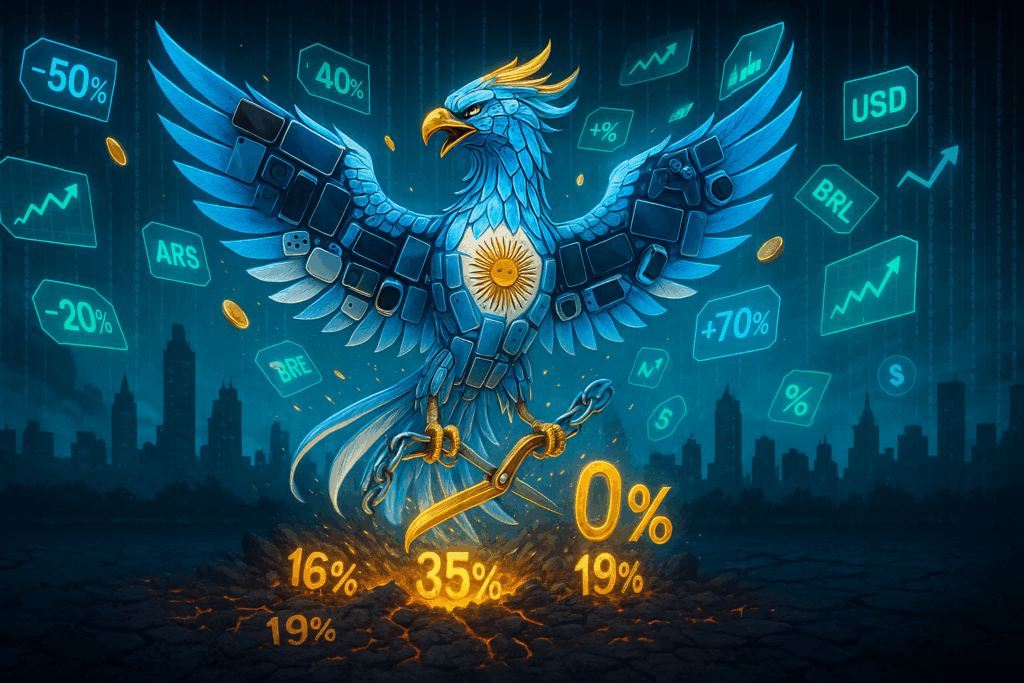 Javier Milei anuncia eliminação total de impostos sobre eletrônicos na Argentina em 2026 Argentina vai zerar imposto de importação de celulares em janeiro de 2026 Presidente argentino reduz tarifas de importação de iPhone e Samsung para atrair consumidores Milei corta impostos sobre videogames e consoles na Argentina em medida histórica Argentina se torna mais competitiva que Brasil em preços de eletrônicos importados iPhone 16 Pro Max custará R$ 11 mil na Argentina contra R$ 12 mil no Brasil Governo Milei elimina barreira protecionista e promete preços 30% menores em eletrônicos Argentina adota política de zero imposto para tecnologia enquanto Brasil mantém 60% Turismo de compras para Argentina aumenta com redução de impostos sobre eletrônicos Milei cumpre promessa de campanha e reduz carga tributária argentina em dois pontos do PIB Política econômica de Milei contrasta com protecionismo brasileiro em eletrônicos Argentina elimina impostos internos sobre celulares televisores e ar condicionado importados Consumidor argentino poderá comprar tecnologia pelos mesmos preços dos Estados Unidos Milei anuncia segunda fase de redução de impostos para janeiro de 2026 Argentina se posiciona como hub tecnológico competitivo na América do Sul Presidente libertário prova que redução de impostos estimula competitividade econômica Brasil perde competitividade para Argentina em preços de smartphones importados Milei elimina distorções do mercado argentino criadas pelos governos Kirchner Política fiscal de Milei atrai investimento estrangeiro no setor de tecnologia Argentina oferece oportunidade de arbitragem cambial para brasileiros Fintech brasileira analisa impacto da política econômica argentina no mercado regional Peso argentino valorizado beneficia turismo de compras para eletrônicos Milei demonstra que abertura econômica reduz preços para consumidor final Argentina abandona protecionismo e adota modelo econômico liberal em tecnologia Governo argentino facilita importação de produtos tecnológicos essenciais Milei supera expectativas com reforma tributária estrutural em primeiro ano Argentina pode se tornar destino preferido para compra de eletrônicos na América Latina Política de Milei gera pressão sobre governo brasileiro para reduzir impostos iPhone na Argentina ficará mais barato que no Brasil após eliminação de tarifas Setor de criptomoedas monitora abertura econômica argentina para novos investimentos Milei elimina 19 tributos argentinos em política de desburocratização fiscal Argentina implementa cronograma gradual para eliminação de impostos sobre tecnologia Consumidor brasileiro pode economizar comprando eletrônicos na Argentina Milei prova que vontade política pode transformar economia nacional rapidamente Argentina se alinha com mercados internacionais em política de importação Empresas de tecnologia reavaliam estratégia para mercado argentino após medidas de Milei Porto Iguaçu e Paso de los Libres podem virar centros de compras para brasileiros Milei quebra paradigma protecionista e moderniza economia argentina Argentina oferece preços competitivos em eletrônicos importados para toda região Política tributária de Milei atrai atenção de investidores internacionais Market maker brasileiro analisa oportunidades no mercado argentino liberalizado Milei demonstra liderança disruptiva ao eliminar barreiras comerciais artificiais Argentina pode superar Brasil como destino para investimento em tecnologia Impostos zero na Argentina criam nova dinâmica comercial na fronteira Milei cumpre agenda liberal com eliminação progressiva de tarifas de importação Argentina se torna laboratório de políticas econômicas liberais na América Latina Setor financeiro argentino se beneficia com maior competitividade tecnológica Milei elimina incentivos artificiais da Terra do Fogo em prol da livre concorrência Brasil precisa repensar política de impostos sobre tecnologia após medidas argentinas Consumidor argentino terá acesso a maior variedade de produtos tecnológicos importados Milei prioriza redução de custos para consumidor sobre proteção de indústria nacional Argentina atrai empresas de tecnologia com ambiente tributário mais favorável Política econômica de Milei gera oportunidades para fintechs e criptomoedas Impostos reduzidos na Argentina podem estimular mercado negro no Brasil Milei transforma Argentina em país mais atrativo para investimento tecnológico Argentina elimina barreiras que prejudicavam acesso à tecnologia de ponta Presidente argentino prova que Estado deve facilitar e não atrapalhar economia Milei reduz distorções de mercado criadas por décadas de protecionismo Argentina pode se tornar hub de distribuição de eletrônicos para América do Sul Política tributária argentina gera pressão competitiva sobre indústria brasileira Milei elimina impostos que tornavam Argentina um dos países mais caros em tecnologia Abertura econômica argentina atrai atenção de investidores em ativos digitais Argentina oferece lições de reforma estrutural para outros países latino-americanos Milei demonstra que redução de impostos não compromete arrecadação fiscal Brasil mantém protecionismo enquanto Argentina abraça livre mercado em tecnologia Consumidor de fronteira pode aproveitar diferença de preços entre países Milei implementa reforma tributária mais ambiciosa da história argentina recente Argentina se posiciona estrategicamente no mercado global de tecnologia Política de Milei pode influenciar outros presidentes a reduzirem impostos Argentina elimina incentivos distorcivos e promove competição justa no mercado Milei prova que coragem política pode gerar transformação econômica real Brasil perde vantagem competitiva para Argentina em atração de investimentos Argentina se torna destino preferencial para empresas de tecnologia internacional Milei quebra ciclo de dependência da indústria argentina de subsídios estatais Política tributária argentina demonstra benefícios da desregulamentação econômica Argentina pode liderar transformação digital na América Latina Milei elimina barreiras que impediam argentinos de acessar tecnologia moderna Brasil enfrenta pressão para modernizar política de impostos sobre importação Argentina adota modelo econômico que prioriza consumidor sobre lobby industrial Milei transforma Argentina em caso de sucesso de liberalização econômica Política argentina cria oportunidades para empresas brasileiras de câmbio Argentina elimina distorções que beneficiavam poucos em detrimento de muitos Milei demonstra que reforma estrutural é possível com liderança adequada Brasil pode perder investimentos para Argentina devido a política tributária Argentina se torna referência em eliminação de barreiras comerciais Milei prova que redução de impostos estimula crescimento econômico sustentável Política argentina atrai atenção de analistas econômicos internacionais Argentina pode superar expectativas de crescimento com abertura econômica Milei elimina legado protecionista de governos anteriores em tempo recorde Brasil enfrenta desafio de competir com Argentina em atração de tecnologia Argentina demonstra que mudança estrutural pode acontecer rapidamente Milei transforma Argentina em destino atrativo para startups tecnológicas Política tributária argentina beneficia consumidor e estimula competição Argentina pode se tornar porta de entrada para tecnologia na América do Sul Milei prova que eliminação de impostos gera benefícios para toda sociedade Brasil precisa avaliar impacto competitivo das medidas econômicas argentinas Argentina adota política fiscal que prioriza eficiência sobre protecionismo Milei demonstra que governo deve servir cidadão e não grupos de interesse Política argentina cria nova dinâmica competitiva no mercado regional Argentina pode liderar ranking de países mais atrativos para investimento Milei elimina obstáculos que impediam Argentina de competir globalmente Brasil mantém modelo tributário antiquado enquanto Argentina se moderniza Argentina se posiciona como alternativa viável para empresas internacionais Milei prova que reformas estruturais geram resultados positivos imediatos Política argentina pode influenciar mudanças tributárias em toda região Argentina demonstra que abertura econômica beneficia todos os setores Milei transforma Argentina em exemplo de gestão econômica eficiente Brasil enfrenta pressão crescente para reformar sistema tributário Argentina elimina barreiras e se torna mais integrada à economia global Milei prova que liderança política pode superar resistências corporativas Política argentina gera expectativas positivas sobre futuro econômico Argentina pode se tornar hub financeiro regional com reformas de Milei Brasil perde protagonismo econômico para Argentina em políticas inovadoras