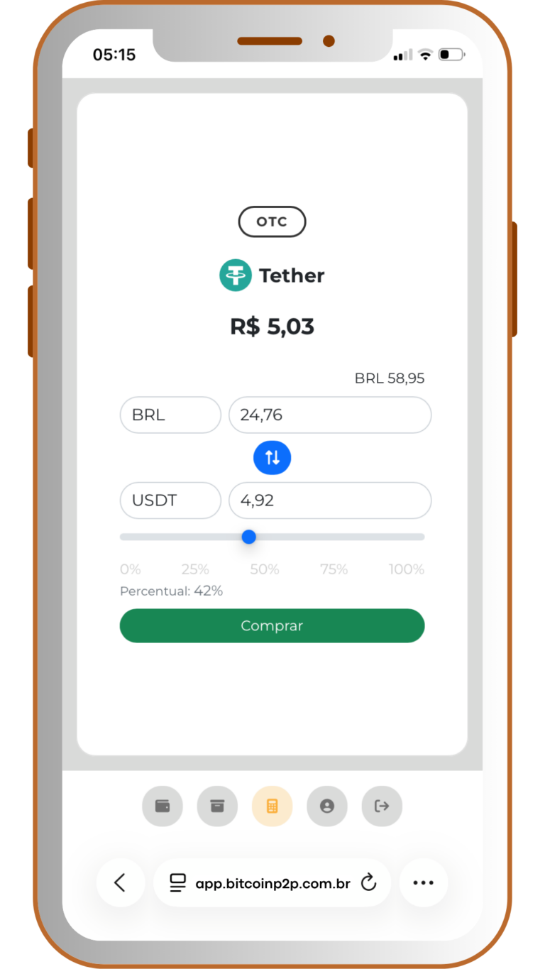 Mesa OTC Bitcoin P2P — auto-serviço 0,45% 24/7