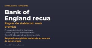 Bank of England recua em regras estritas para stablecoins após pressão da indústria cripto em 14 de maio de 2026