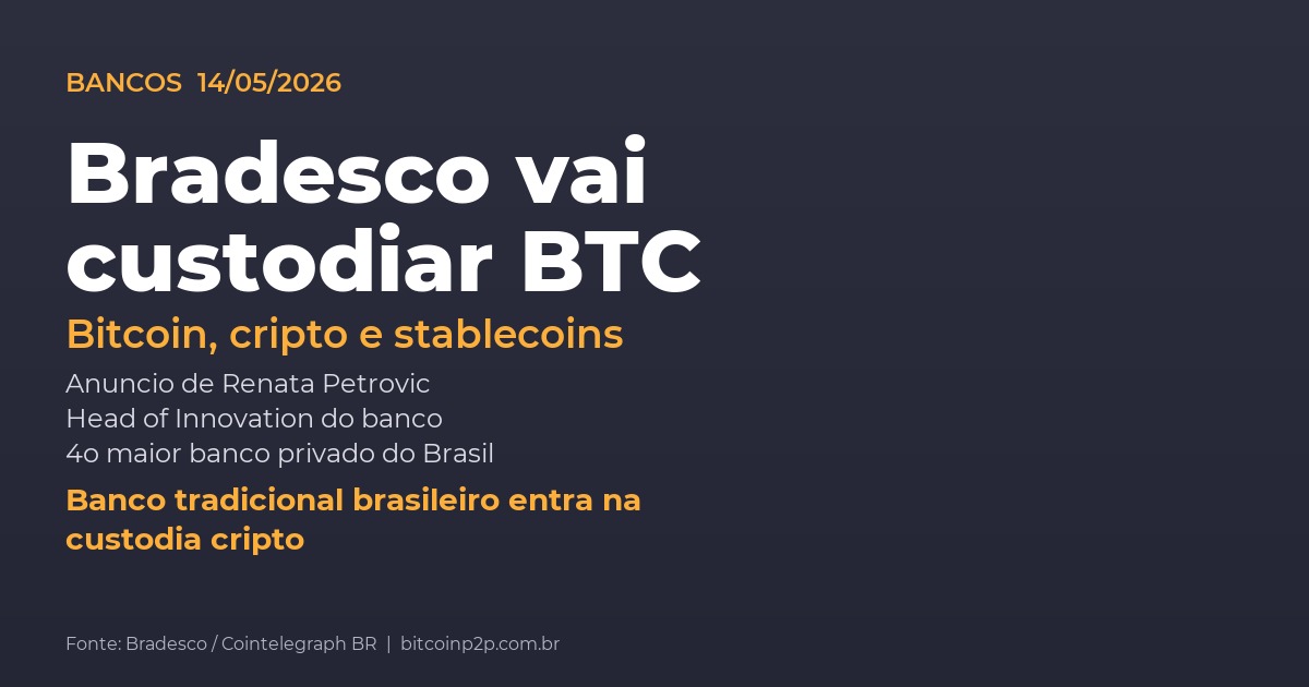 Bradesco anuncia produto de custódia de Bitcoin, criptomoedas e stablecoins em 14 de maio de 2026