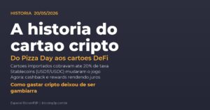 Cartao cripto: a historia no Brasil do Bitcoin Pizza Day aos cartoes DeFi com rewards