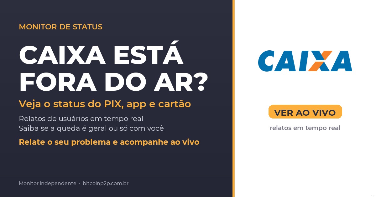 Caixa fora do ar hoje: status do PIX, app e cartao em tempo real