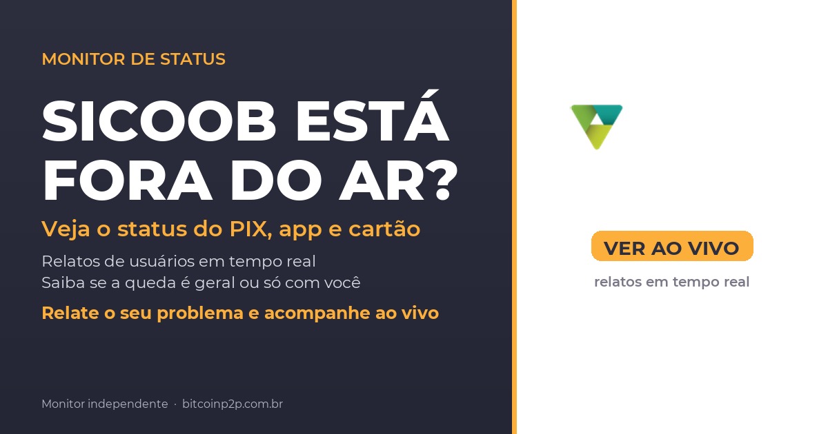 Sicoob fora do ar hoje: status do PIX, app e cartao em tempo real