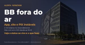 Banco do Brasil fora do ar hoje: app, site e PIX instáveis em 10/06/2026