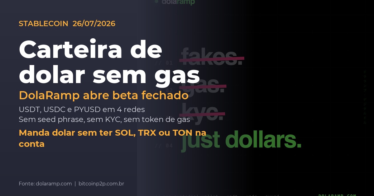 DolaRamp: carteira de dolar digital sem gas, com USDT, USDC e PYUSD em quatro redes