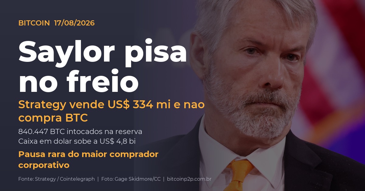 Strategy de Michael Saylor vende US$ 334 milhões em ações e não compra Bitcoin na semana