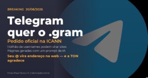 Telegram pede domínio .gram na ICANN: usernames podem virar sites pessoais gerados por IA