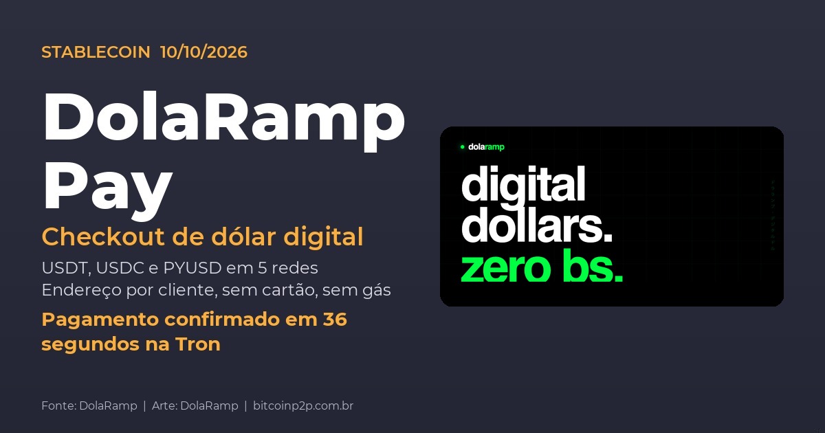 DolaRamp Pay: checkout USDT, USDC e PYUSD em 5 redes, sem cartão e sem gás