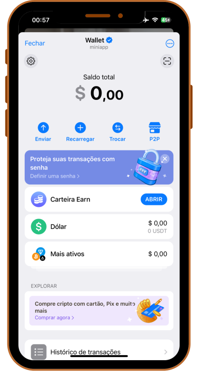 Ativando carteira do telegram para receber airdrops BITCOINP2P